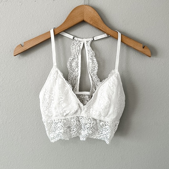 Gilly Hicks Cream Lace Racerback Bralette Lightly Padded Medium - Picture 1 of 14